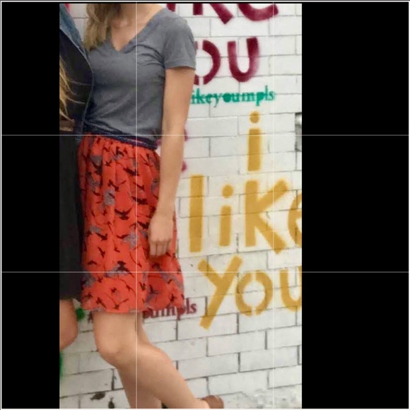 Vintage Burnt Orange Flowy Printed Mid-Length Skirt - Picture 2 of 8